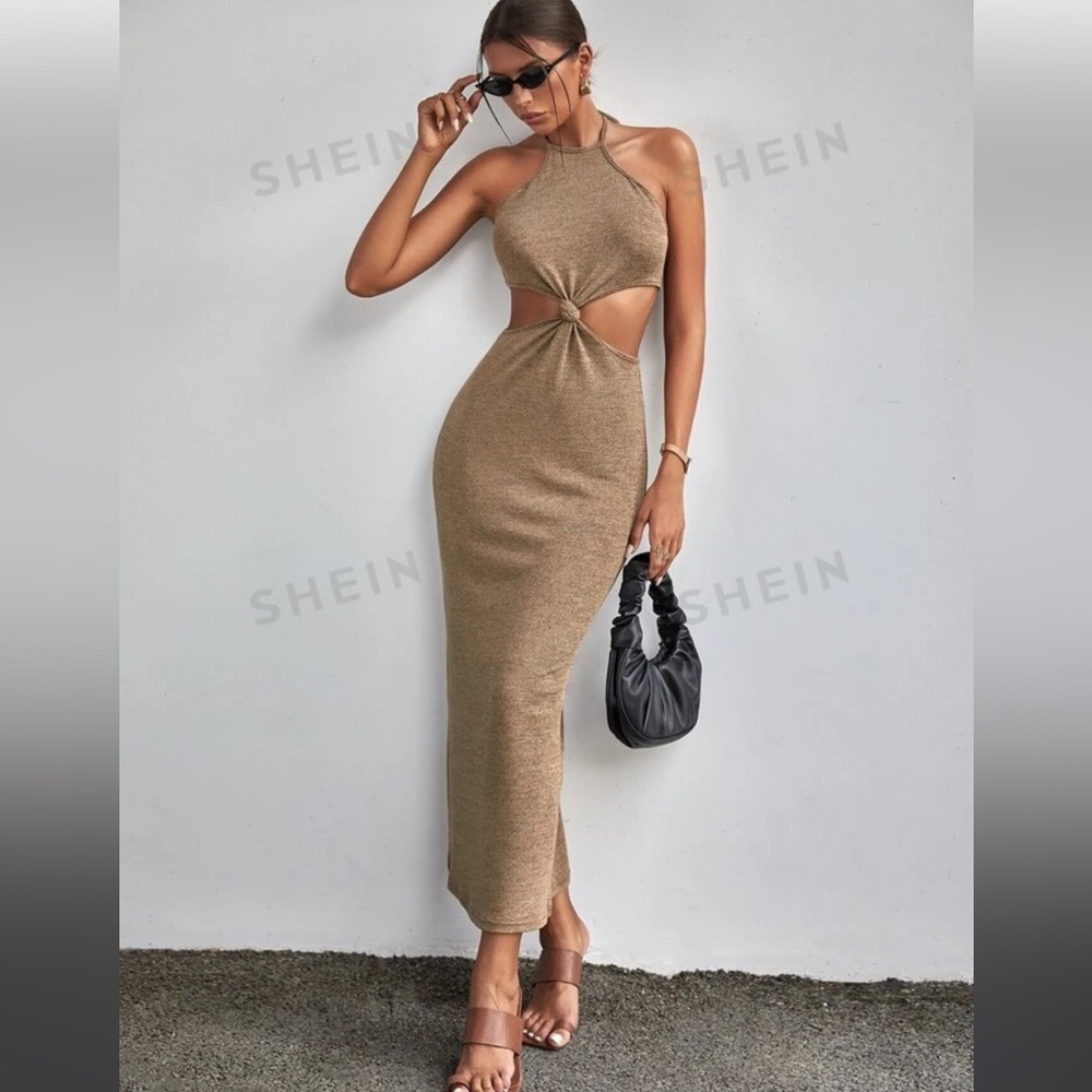 SHEIN Halter Top Cutout Maxi Dress